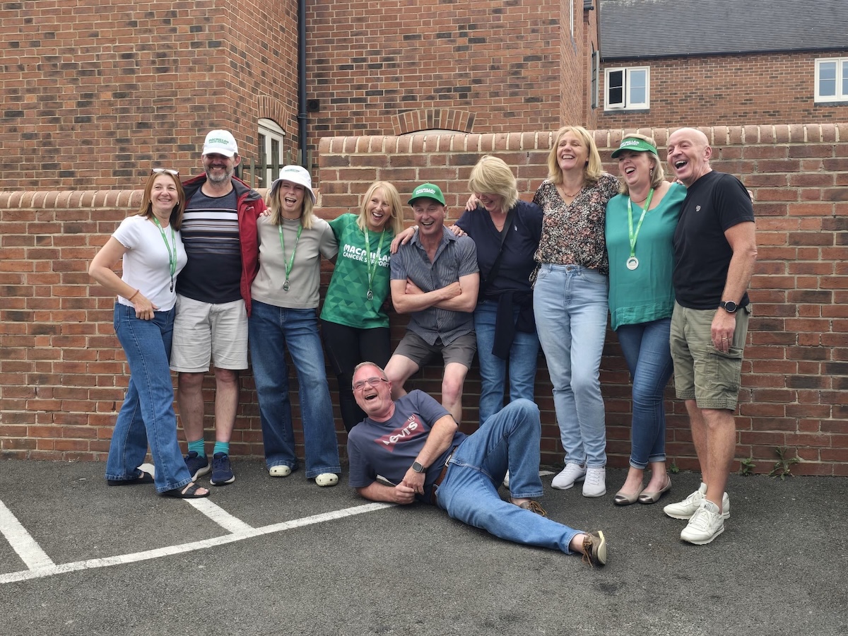 The fundraising team gathered at a pub